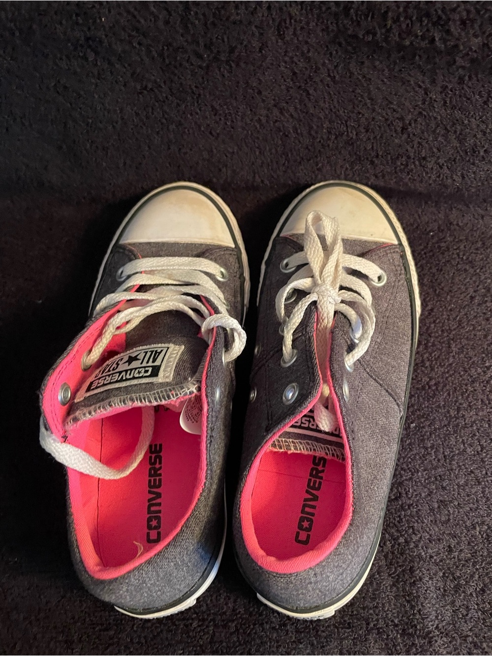 Converse All Star Kids Low Top Sneakers - Charcoal with Pink - Picture 5 of 8